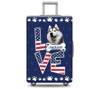 GABSHAIM Custom Luggage Cover Suitcase Protector West Highland White Terrier Westie with American Flag LOVE Design Washable Travel Suitcase Cover Multi-sizes Available, Multi-husky 1, 18-32 Inch