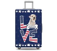 GABSHAIM Custom Luggage Cover Suitcase Protector West Highland White Terrier Westie with American Flag LOVE Design Washable Travel Suitcase Cover Multi-sizes Available, Multi-white Miniature Schnauzer
