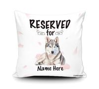 GABSHAIM Custom Reserved for The Dog Throw Pillow Cover Funny Watercolor Siberian Husky Pillowcase Cushion Case Couch Home Decoration White Pink Heart 18X18 Inch Canvas