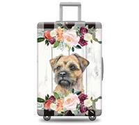 GABSHAIM Dog Luggage Cover Suitcase Protector American Staffordshire Terrier with Florals Black and White Plaid Design Machine Washable Travel Suitcase Cover, Multi-Border Terrier, M ( Fit 22-24