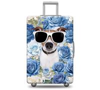 GABSHAIM German Shepherd Dog Luggage Cover Blue Rose Suitcase Protector Washable Elastic Baggage Cover Style 1, Multi-Jack Russell Terrier 2, S ( Fit 18-21" Luggage )