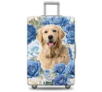 GABSHAIM German Shepherd Dog Luggage Cover Blue Rose Suitcase Protector Washable Elastic Baggage Cover Style 1, Multi-Golden Retriever 3, L ( Fit 25-28" Luggage )