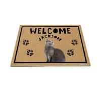 GABSHAIM Personalized Cat Doormat Russian Blue Welcome Floor Mat for Front Door Entryway Indoor Outdoor Decoration 23.6 x 35.4 Inch