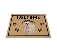 GABSHAIM Personalized Dog Doormat Cute Maltese Poodle Welcome Floor Mat for Front Door Entryway Indoor Outdoor Decoration 17.7 x 27.5 Inch