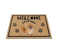 GABSHAIM Personalized Dog Doormat Happy Pekingese Welcome Floor Mat for Front Door Entryway Indoor Outdoor Decoration 17.7 x 27.5 Inch