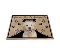 GABSHAIM Personalized Dog Doormat Visitors Must Be Approved by Golden Retriever Dog Floor Mat Cartoon Paws Bone for Entrance Indoor Outdoor Home Decor 15.7 x 23.6 Inch Style 1