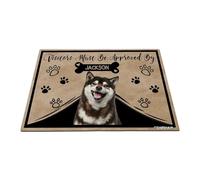GABSHAIM Personalized Dog Doormat Visitors Must Be Approved by Shiba Inu Dog Floor Mat Cartoon Paws Bone for Entrance Indoor Outdoor Home Decor 15.7 x 23.6 Inch Style 3