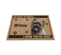 GABSHAIM Personalized Welcome Doormat Dog Cairn Terrier Says No Need to Knock I Know You're Here Floor Mat Entrance Rubber Mat 15.7"x23.6"Style 2