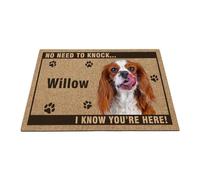 GABSHAIM Personalized Welcome Doormat Dog Cavalier King Charles Spaniel Says No Need to Knock I Know You're Here Floor Mat Entrance Rubber Mat 15.7"x23.6"Style 1