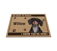 GABSHAIM Personalized Welcome Doormat Dog Dachshund Says No Need to Knock I Know You're Here Floor Mat Entrance Rubber Mat 15.7"x23.6"Style 1