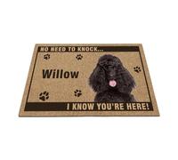GABSHAIM Personalized Welcome Doormat Dog Poodle Says No Need to Knock I Know You're Here Floor Mat Entrance Rubber Mat 17.7"x27.5"Style 1