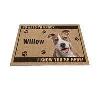 GABSHAIM Pet Welcome Doormat Personalized Staffordshire Terrier Dog Name Door Mat No Need to Knock I Know You're Here Floor Mat for Indoor Outdoor Decor 17.7"x27.5"