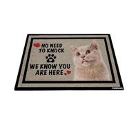 GABSHAIM Welcome Cat Doormat Welcome Floor Mat Cute British Shorthaired Cat No Need to Knock I Know You're Here Heart Paws Indoor Outdoor Home Decor 23.6 x 35.4 Inch Style 1
