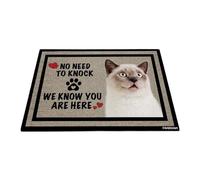 GABSHAIM Welcome Cat Doormat Welcome Floor Mat Cute British Shorthaired Cat No Need to Knock I Know You're Here Heart Paws Indoor Outdoor Home Decor 17.7 x 27.5 Inch Style 3