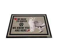 GABSHAIM Welcome Cat Doormat Welcome Floor Mat Cute Tabby Cat No Need to Knock I Know You're Here Heart Paws Indoor Outdoor Home Decor 17.7 x 27.5 Inch