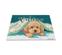 GABSHAIM Welcome Dog Doormat Cute Cartoon Non-Slip Rubber Mat Adorable Poodle Snuggled Under Blankets Design 23.6 x 15.7 Inch for Indoor Entryway Home Decor Style 1