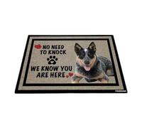 GABSHAIM Welcome Dog Doormat Welcome Floor Mat Cute Blue Heeler Puppy Dog No Need to Knock I Know You're Here Heart Paws Indoor Outdoor Home Decor 15.7 x 23.6 Inch