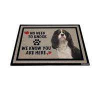 GABSHAIM Welcome Dog Doormat Welcome Floor Mat Cute Cavalier King Charles Spaniel Dog No Need to Knock I Know You're Here Heart Paws Indoor Outdoor Home Decor 23.6 x 35.4 Inch Style 1
