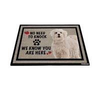 GABSHAIM Welcome Dog Doormat Welcome Floor Mat Cute Cute Maltese Poodle Dog No Need to Knock I Know You're Here Heart Paws Indoor Outdoor Home Decor 23.6 x 35.4 Inch