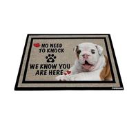 GABSHAIM Welcome Dog Doormat Welcome Floor Mat Cute English Bulldog Puppy No Need to Knock I Know You're Here Heart Paws Indoor Outdoor Home Decor 15.7 x 23.6 Inch Style 1