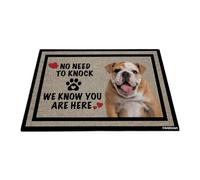 GABSHAIM Welcome Dog Doormat Welcome Floor Mat Cute English Bulldog Puppy No Need to Knock I Know You're Here Heart Paws Indoor Outdoor Home Decor 15.7 x 23.6 Inch Style 2