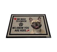 GABSHAIM Welcome Dog Doormat Welcome Floor Mat Cute French Bulldog No Need to Knock I Know You're Here Heart Paws Indoor Outdoor Home Decor 17.7 x 27.5 Inch Style 4