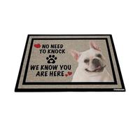 GABSHAIM Welcome Dog Doormat Welcome Floor Mat Cute French Bulldog Puppy No Need to Knock I Know You're Here Heart Paws Indoor Outdoor Home Decor 17.7 x 27.5 Inch Style 2
