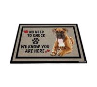 GABSHAIM Welcome Dog Doormat Welcome Floor Mat Cute German Boxer Puppy No Need to Knock I Know You're Here Heart Paws Indoor Outdoor Home Decor 17.7 x 27.5 Inch