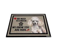 GABSHAIM Welcome Dog Doormat Welcome Floor Mat Cute Poodle Dog No Need to Knock I Know You're Here Heart Paws Indoor Outdoor Home Decor 15.7 x 23.6 Inch