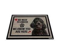 GABSHAIM Welcome Dog Doormat Welcome Floor Mat Cute Poodle Dog No Need to Knock I Know You're Here Heart Paws Indoor Outdoor Home Decor 17.7 x 27.5 Inch Style 1