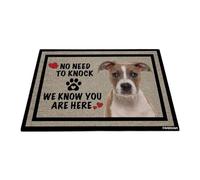 GABSHAIM Welcome Dog Doormat Welcome Floor Mat Cute Puppy American Staffordshire Terrier Dog No Need to Knock I Know You're Here Heart Paws Indoor Outdoor Home Decor 15.7 x 23.6 Inch Style 2