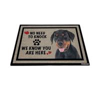 GABSHAIM Welcome Dog Doormat Welcome Floor Mat Cute Puppy Doberman Dog No Need to Knock I Know You're Here Heart Paws Indoor Outdoor Home Decor 15.7 x 23.6 Inch