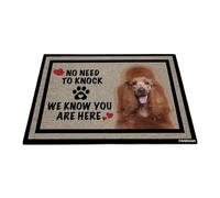 GABSHAIM Welcome Dog Doormat Welcome Floor Mat Cute Red Standard Poodle Dog No Need to Knock I Know You're Here Heart Paws Indoor Outdoor Home Decor 17.7 x 27.5 Inch