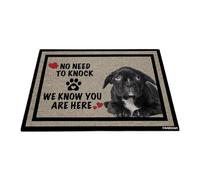 GABSHAIM Welcome Dog Doormat Welcome Floor Mat Cute Scared French Bulldog Puppy No Need to Knock I Know You're Here Heart Paws Indoor Outdoor Home Decor 23.6 x 35.4 Inch