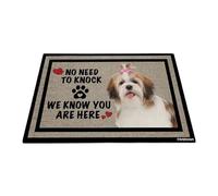 GABSHAIM Welcome Dog Doormat Welcome Floor Mat Cute Shih Tzu Dog Puppy No Need to Knock I Know You're Here Heart Paws Indoor Outdoor Home Decor 23.6 x 35.4 Inch