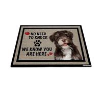 GABSHAIM Welcome Dog Doormat Welcome Floor Mat Cute Smiling Dark Chocolate Havanese Puppy No Need to Knock I Know You're Here Heart Paws Indoor Outdoor Home Decor 15.7 x 23.6 Inch