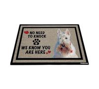 GABSHAIM Welcome Dog Doormat Welcome Floor Mat Cute White Wheaten Scottish Terrier Dog No Need to Knock I Know You're Here Heart Paws Indoor Outdoor Home Decor 17.7 x 27.5 Inch