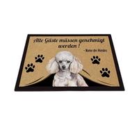 GABSHAIM Welcome Doormat with Poodle Dog, Personalized Name, Motif All Guests Must Be Approved Floor Mat for Indoor and Outdoor Use, 60x90 cm