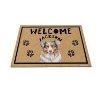 GABSHAIM Welcome Floor Mat Personalized Australian Shepherd Dog Doormat for Front Door Entryway Indoor Outdoor Decoration 15.7 x 23.6 Inch