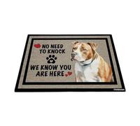 GABSHAIM Welcome Welcome Floor Mat Dog Doormat Cute American Staffordshire Terrier Dog No Need to Knock I Know You're Here Heart Paws Indoor Outdoor Home Decor 15.7 x 23.6 Inch