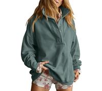 Gacaky Sweatshirt for Women Oversized Casual Long Sleeve Button Henley Neck Pullover Tops Fashion Outfits Clothes, Mystical Green, Large