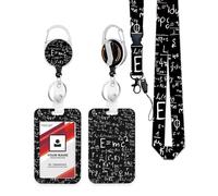 GACCAP Heavy Duty ID Badge Holder with Retractable Badge Reel Clip, Breakaway Lanyards, Vertical ID Card Holder for Nurses, Doctors, Teachers, Women, Men - Math