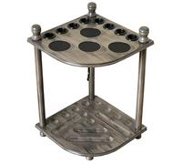 GACCO BILLIARDS Floor Pool Cue Rack Hold 8 Cue Sticks & Billiard Accessories. Corner Stand Pool Cue Holder Made of 100% Solid Hardwood. Provided Ball Rack Hook. CUE RACK ONLY (GREY)