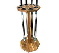 GACCO BILLIARDS Freestanding Billiard Rack, Hold 8 Cues, Wooden Floor Stand Pool Cue Holder for Game Room (RUSTIC BROWN)