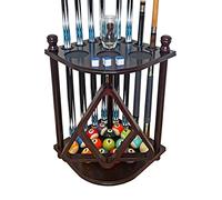 GACCO BILLIARDS Pool Cue Rack Hold up to 8 Sticks & Billiard Accessories. Floor Stand Pool Cue Stick Holder Made of 100% Solid Hardwood.(Traditional Mahogany)