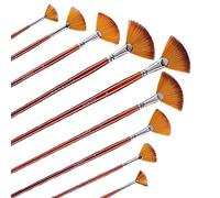GACDR Fan Paint Brush Set of 9 Pcs, Professional Artist Acrylic Watercolor Oil Painting Brushes with Long Wooden Handles, Anti-Shedding Nylon Hair