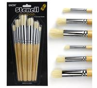 GACDR Wooden Stencil Brush Set, 6 Pieces Natural Hog Bristle Dome Stencil Brushes for Painting On Wood Wall, Stencil Projects, Card Making, DIY, Crafts and Acrylic Oil Watercolor Painting…