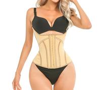 Gaceblis Latex Waist Trainer for Women Waist Cincher Corset for Tummy Control Underbust Sports Workout Hourglass Body Shaper, Beige, XXL