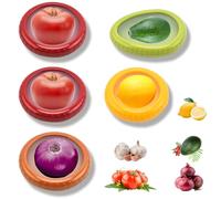 Gachiwar Reusable Silicone Containers 5 Pack Fruit Onion Tomato Avocado Lemon Fridge Food Seal Storage Container
