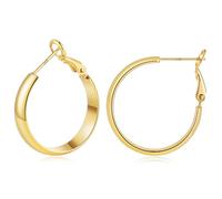 Gacimy Gold Hoop Earrings for Women, 14 Carat Real Gold-Plated with 925 Sterling Silver Posts, Hypoallergenic, Lightweight, Thick Gold Hoop Earrings for Women, Trendy, 25MM, Brass, yellow gold